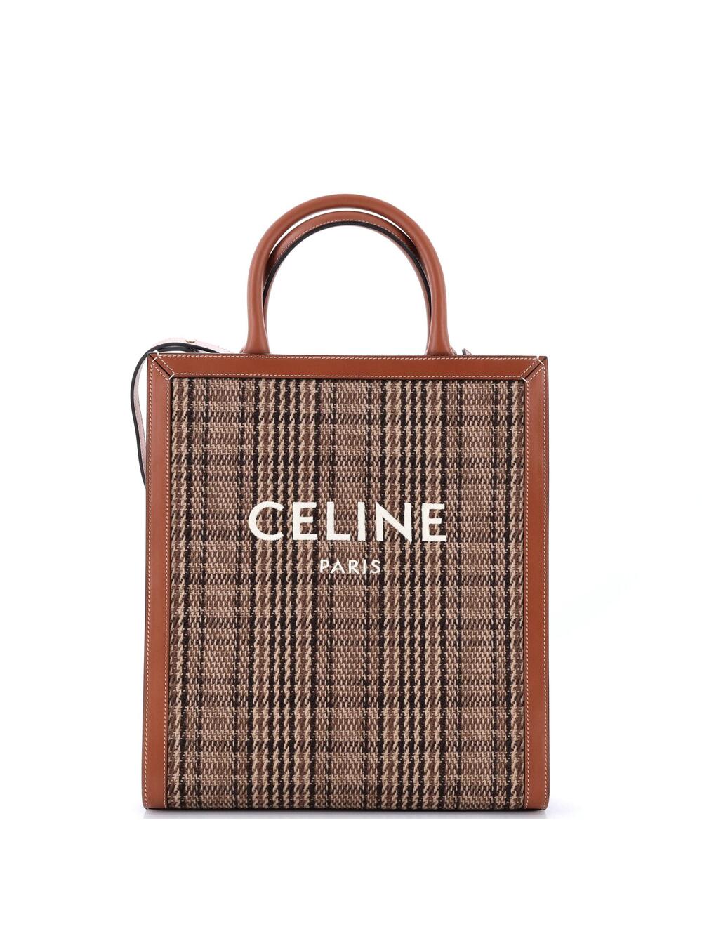Celine Vertical Cabas Tote Check Canvas #348225C15B